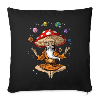 Magischer Pilz Buddha Yoga - Sofakissenbezug 45 x 45 cm - Schwarz - Vorne