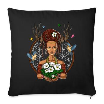 Ayahuasca-Schamanen-Hippie-Wald - Sofakissenbezug 45 x 45 cm - Schwarz - Vorne