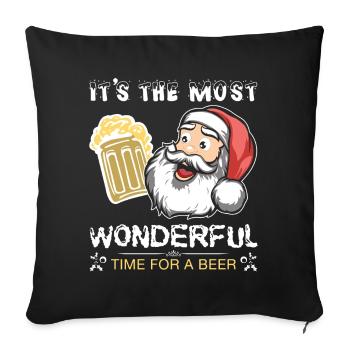 Christmas Santa Claus beer - Sofa pillowcase 17,3'' x 17,3'' (45 x 45 cm) - black - Front