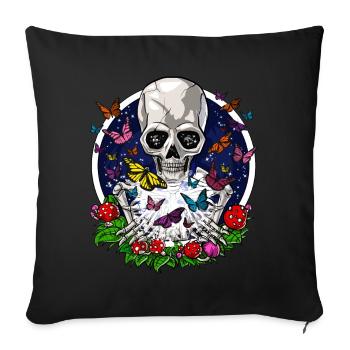 Psychedelisches Schmetterlings-Skelett - Sofakissenbezug 45 x 45 cm - Schwarz - Vorne