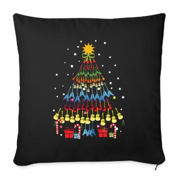 Sapin de Noël de guitares - Housse de coussin décorative 45 x 45 cm - noir - Devant
