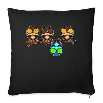 Owls Funny - Sofa pillowcase 17,3'' x 17,3'' (45 x 45 cm) - black - Front