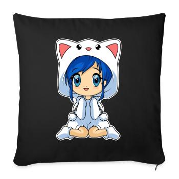 Anime Chibi Girl - Sofa pillowcase 17,3'' x 17,3'' (45 x 45 cm) - black - Front