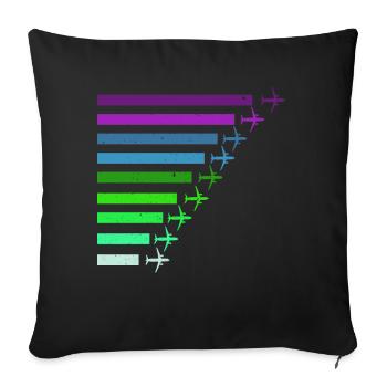 Aircraft colorful - Sofa pillowcase 17,3'' x 17,3'' (45 x 45 cm) - black - Front