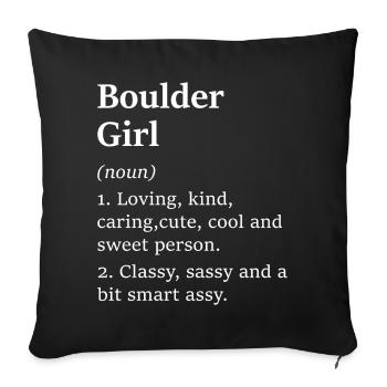 Fille de rocher; bouldering; femme; filles; grimper - Housse de coussin décorative 45 x 45 cm - noir - Devant