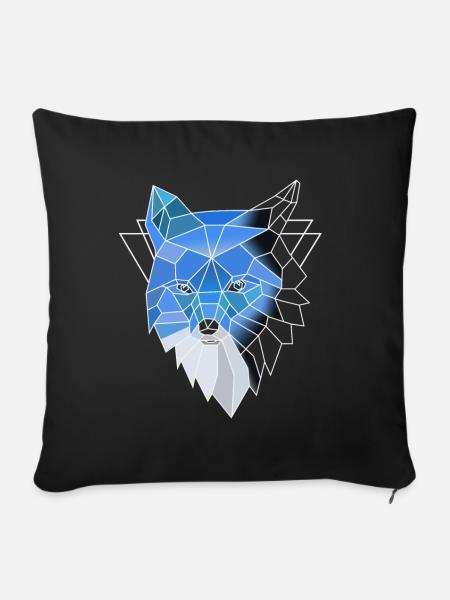 Blauer Polygon Wolf - Sofakissenbezug 45 x 45 cm - Schwarz