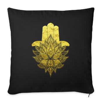 Hamsa Hand Blume des Lebens Mandala Om Symbol - Sofakissenbezug 45 x 45 cm - Schwarz - Vorne