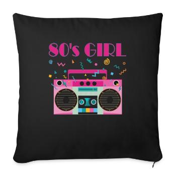 80s girl 80s outfit party 80's costume - Housse de coussin décorative 45 x 45 cm - noir - Devant