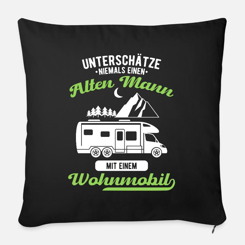 Camping-car Camping - Housse de coussin décorative 45 x 45 cm - noir