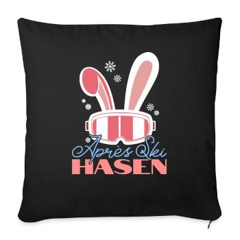 Ski Häschen Skihasen Skihaserl Outfit Apres Ski - Sofakissenbezug 45 x 45 cm - Schwarz - Vorne