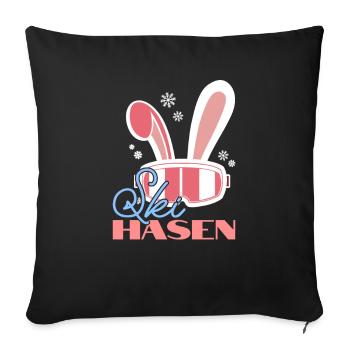 Ski Häschen Skihasen Skihaserl Outfit Apres Ski - Sofakissenbezug 45 x 45 cm - Schwarz - Vorne