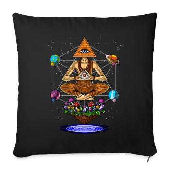 Psychedelische Illuminati-Pyramidenpilze - Sofakissenbezug 45 x 45 cm - Schwarz - Vorne
