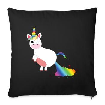 Einhorn Bunter Pups - Sofakissenbezug 45 x 45 cm - Schwarz - Vorne