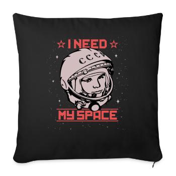 Gagarin - I Need My Space cosmonaut astronaut - Sofa pillowcase 17,3'' x 17,3'' (45 x 45 cm) - black - Front
