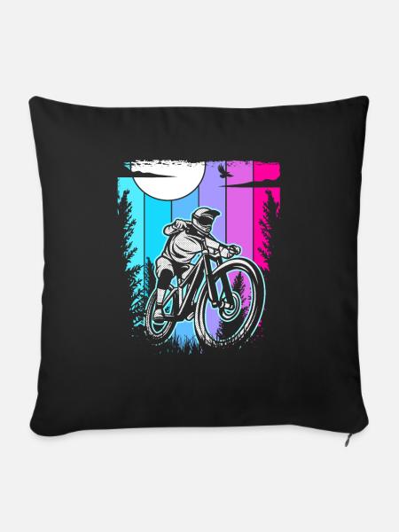 Downhill Biker Mountainbike - Sofakissenbezug 45 x 45 cm - Schwarz