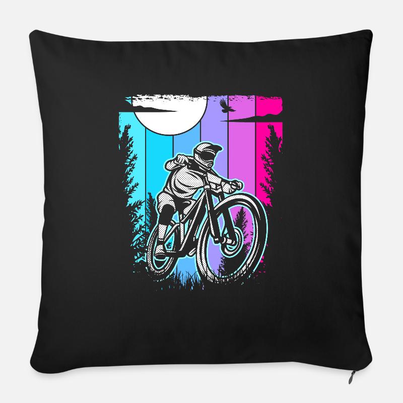Downhill Biker Mountainbike - Sofakissenbezug 45 x 45 cm - Schwarz