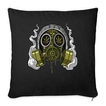 Weed Stoner Gasmaske - Sofakissenbezug 45 x 45 cm - Schwarz - Vorne