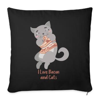 J'aime le cadeau d'amant de Kitty de bacon et de chats - Housse de coussin décorative 45 x 45 cm - noir - Devant