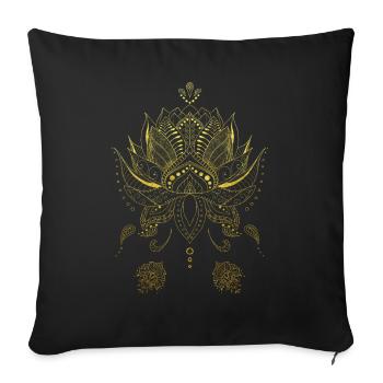 Flowers mandala gold Indian ornaments - Sofa pillowcase 17,3'' x 17,3'' (45 x 45 cm) - black - Front