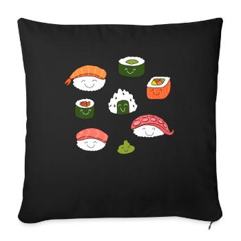 Chemise sushi, cadeau mignon pour sushi - Housse de coussin décorative 45 x 45 cm - noir - Devant