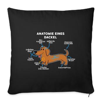 Anatomie Eines Dackel - Sofakissenbezug 45 x 45 cm - Schwarz - Vorne