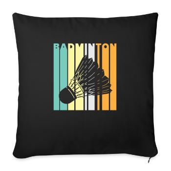 Badminton - silhouette shuttlecock, colorful letters - Sofa pillowcase 17,3'' x 17,3'' (45 x 45 cm) - black - Front