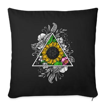 Géométrie sacrée du tournesol - Housse de coussin décorative 45 x 45 cm - noir - Devant