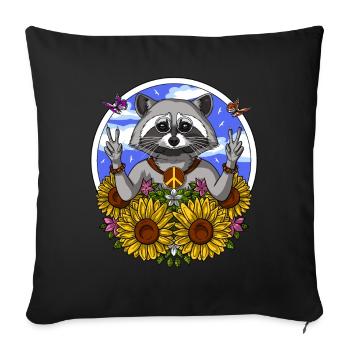 Hippie Raccoon - Sofa pillowcase 17,3'' x 17,3'' (45 x 45 cm) - black - Front