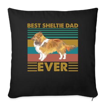 Best Sheltie Dad Ever Funny Vintage Shetland Dog - Sofa pillowcase 17,3'' x 17,3'' (45 x 45 cm) - black - Front