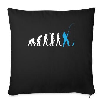 Angeln - Evolution des Menschen / Darwin / Blau - Sofakissenbezug 45 x 45 cm - Schwarz - Vorne