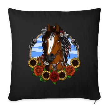 Hippie cheval - Housse de coussin décorative 45 x 45 cm - noir - Devant