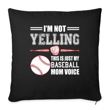 Je ne crie pas, c'est juste ma voix de maman de baseball - Housse de coussin décorative 45 x 45 cm - noir - Devant