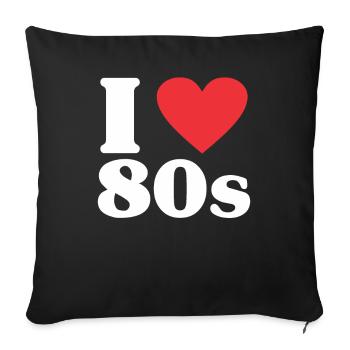 80 amour coeur nostalgie cadeau anniversaire - Housse de coussin décorative 45 x 45 cm - noir - Devant