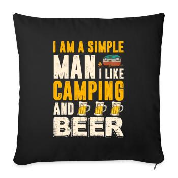Je suis un homme simple, j'aime le camping et la bière drôle - Housse de coussin décorative 45 x 45 cm - noir - Devant