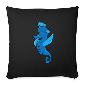 Seepferdchen - blau, DAB, dabben, dabbing, tanzen - Sofakissenbezug 45 x 45 cm - Schwarz - Vorne