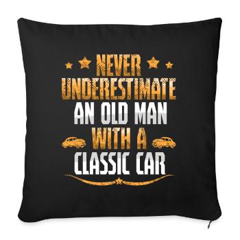 Vieil homme avec une voiture classique - Housse de coussin décorative 45 x 45 cm - noir - Devant
