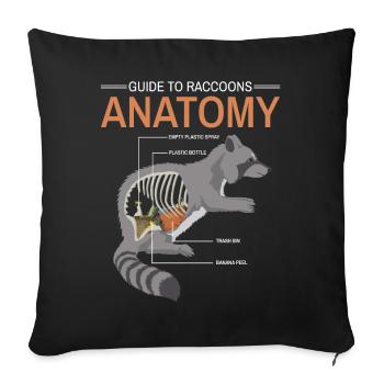 Anleitung Anatomie Waschbär - Sofakissenbezug 45 x 45 cm - Schwarz - Vorne