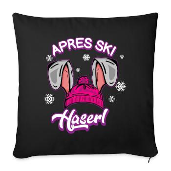 Apres Ski Hase - Sofakissenbezug 45 x 45 cm - Schwarz - Vorne