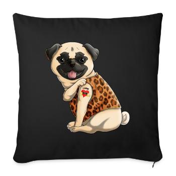Pug Mom I Love Mom Tattoo Mother's Day Dog Lover - Sofa pillowcase 17,3'' x 17,3'' (45 x 45 cm) - black - Front