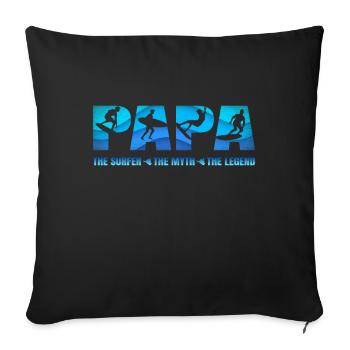 Papa Surfer Mythos Legende Vater Geschenk - Sofakissenbezug 45 x 45 cm - Schwarz - Vorne