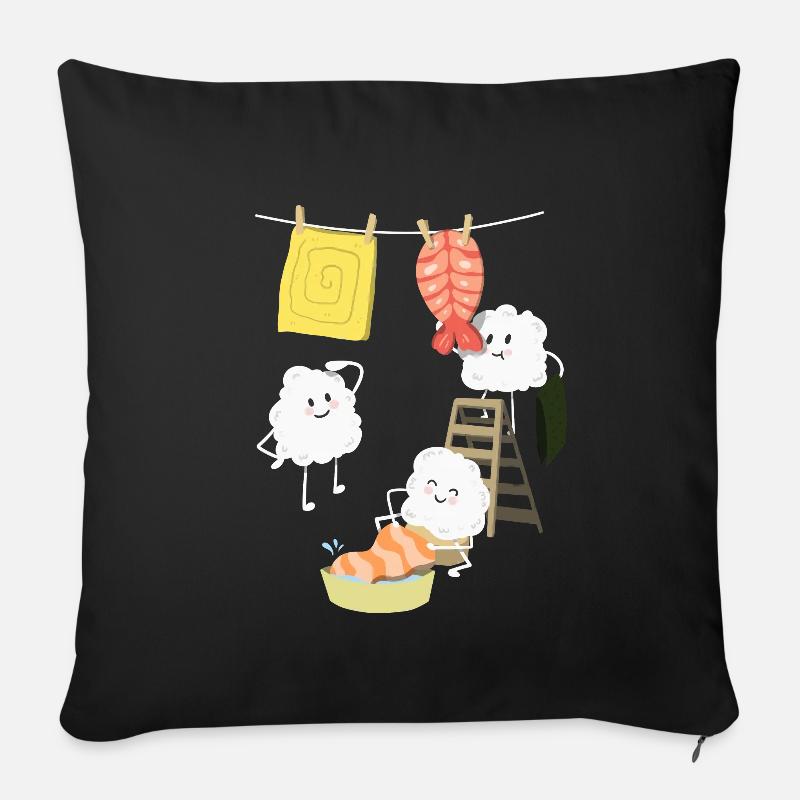 Kawaii Sushi Wäsche - Sofakissenbezug 45 x 45 cm - Schwarz