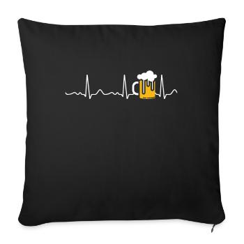 Bière / verre à bière - ligne de coeur, rythme cardiaque, pouls, ECG - Housse de coussin décorative 45 x 45 cm - noir - Devant