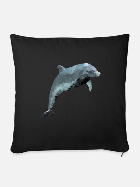 Delfin - Polygon / Dreieck - Sofakissenbezug 45 x 45 cm - Schwarz