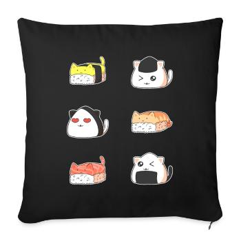 Kawaii Sushi Cat - Sofa pillowcase 17,3'' x 17,3'' (45 x 45 cm) - black - Front