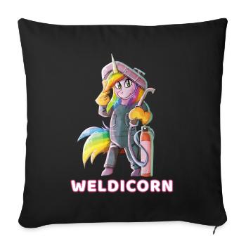 Weldicorn - Welding Unicorn - Sofa pillowcase 17,3'' x 17,3'' (45 x 45 cm) - black - Front