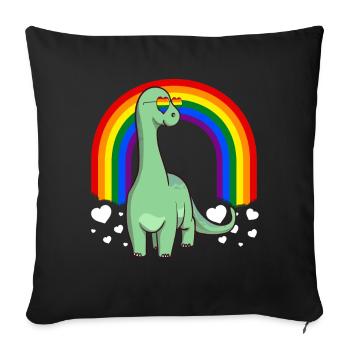 Brontosaurus Dinosaur Gay Pride Rainbow LGBTQ - Housse de coussin décorative 45 x 45 cm - noir - Devant