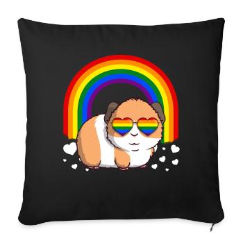 Arc-en-ciel Gay Pride LGBTQ - Housse de coussin décorative 45 x 45 cm - noir - Devant