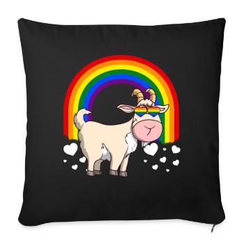Gay Pride Goat LGBTQ Rainbow - Sofa pillowcase 17,3'' x 17,3'' (45 x 45 cm) - black - Front