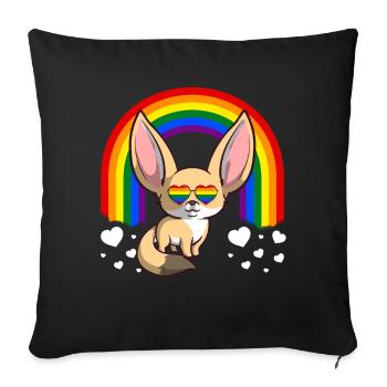 LGBT Gay Pride Rainbow Fennec Fox - Sofa pillowcase 17,3'' x 17,3'' (45 x 45 cm) - black - Front
