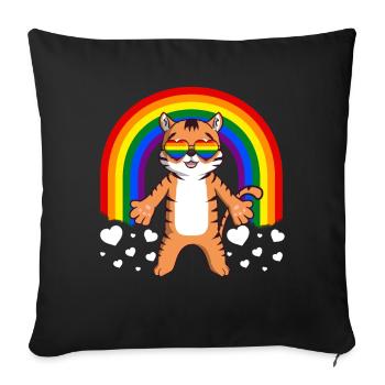 Tiger Gay Pride LGBT Rainbow - Sofa pillowcase 17,3'' x 17,3'' (45 x 45 cm) - black - Front